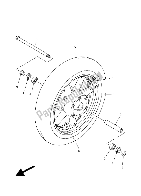 Toutes les pièces pour le Roue Avant du Yamaha XVZ 13 TF Royal Star Venture 1300 2000