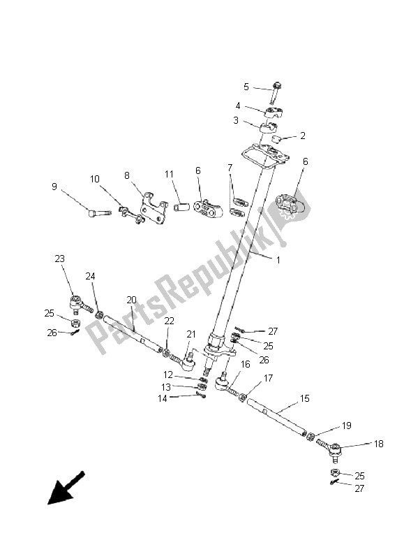 All parts for the Steering of the Yamaha YFM 125 Grizzly 2008