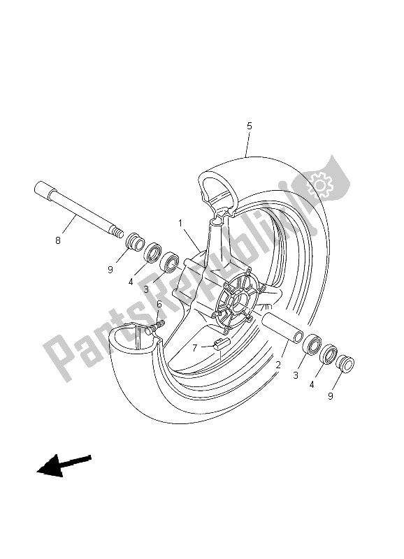 Tutte le parti per il Ruota Anteriore del Yamaha TDM 900 2009