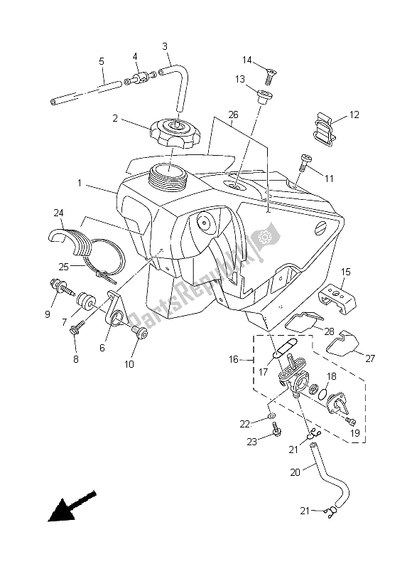 All parts for the Fuel Tank of the Yamaha YZ 125 2014