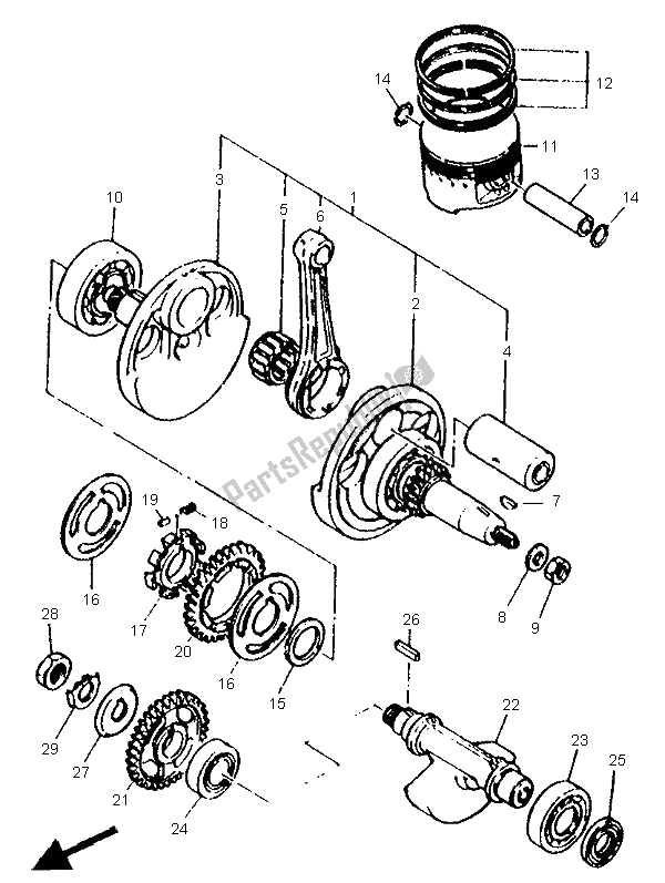 All parts for the Crankshaft & Piston of the Yamaha XTZ 660 Tenere 1996