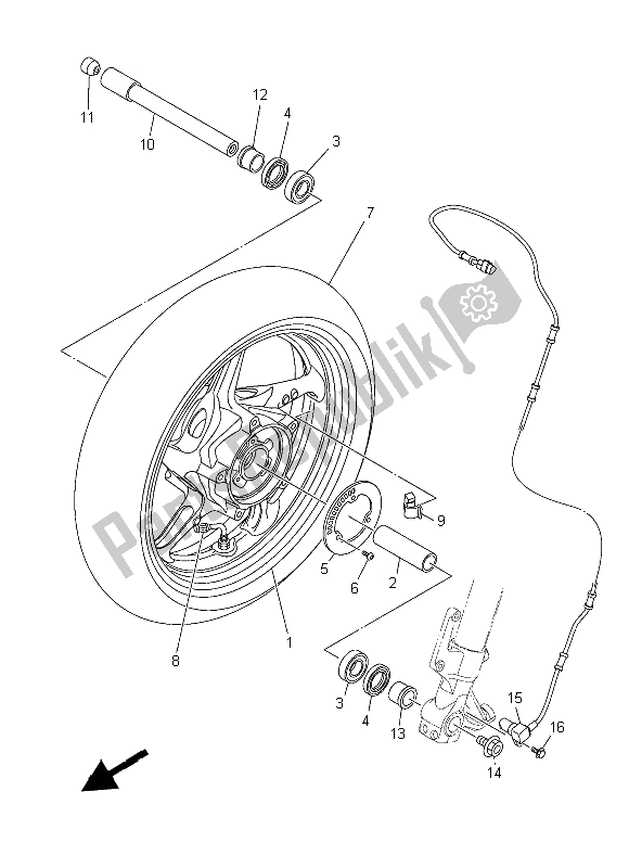 All parts for the Front Wheel of the Yamaha XP 500 Dnms 2015