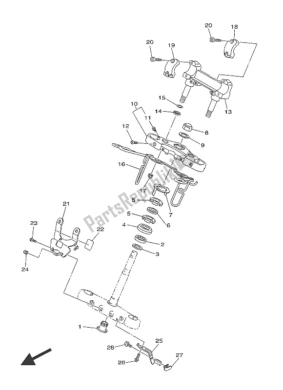 All parts for the Steering of the Yamaha XVS 1300A 2016