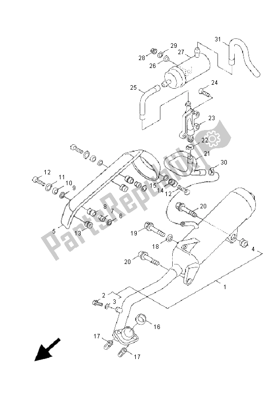 Tutte le parti per il Scarico del Yamaha NXC 125 Cygnus X 2009