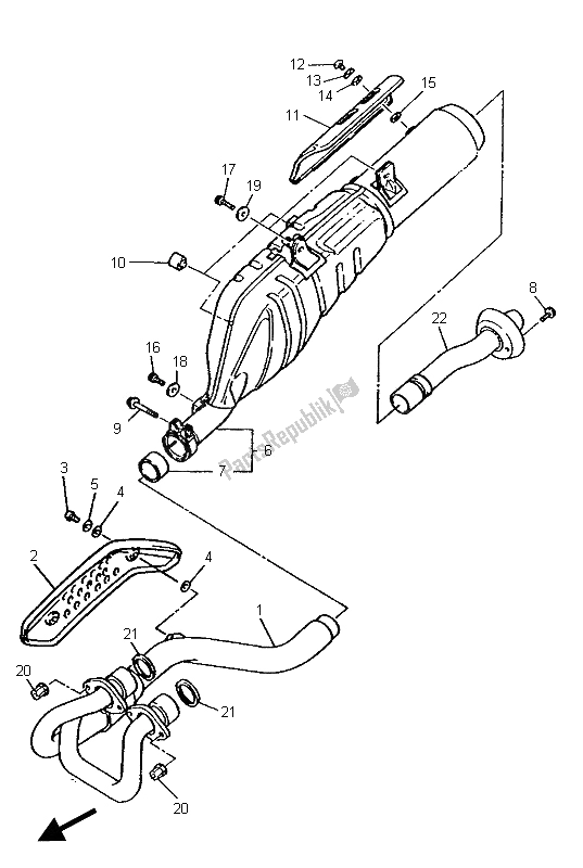 Toutes les pièces pour le échappement du Yamaha XT 600E 1996