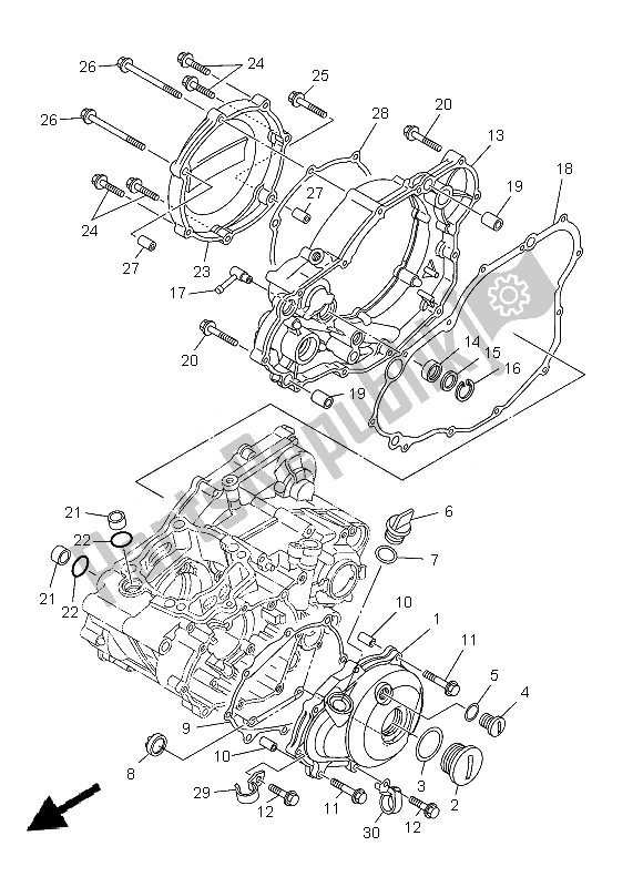 All parts for the Crankcase Cover 1 of the Yamaha YZ 250F 2013