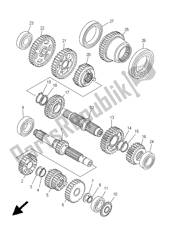 All parts for the Transmission of the Yamaha XVS 1100A Dragstar Classic 2005