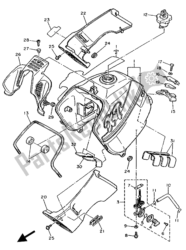 Todas las partes para Depósito De Combustible de Yamaha XT 600E 1993