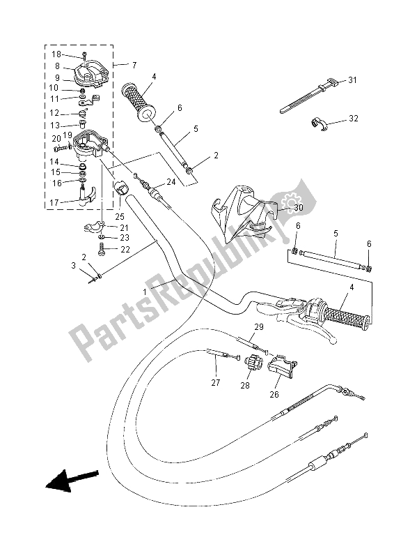 All parts for the Steering Handle & Cable of the Yamaha YFZ 450R 2014
