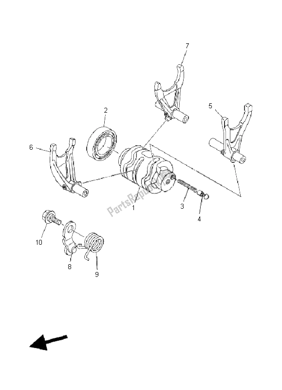 All parts for the Shift Cam & Fork of the Yamaha WR 250F 2008