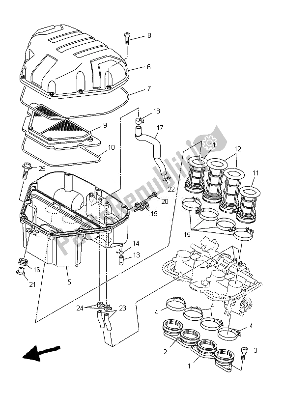 All parts for the Intake of the Yamaha XJ6 SA Diversion 600 2010