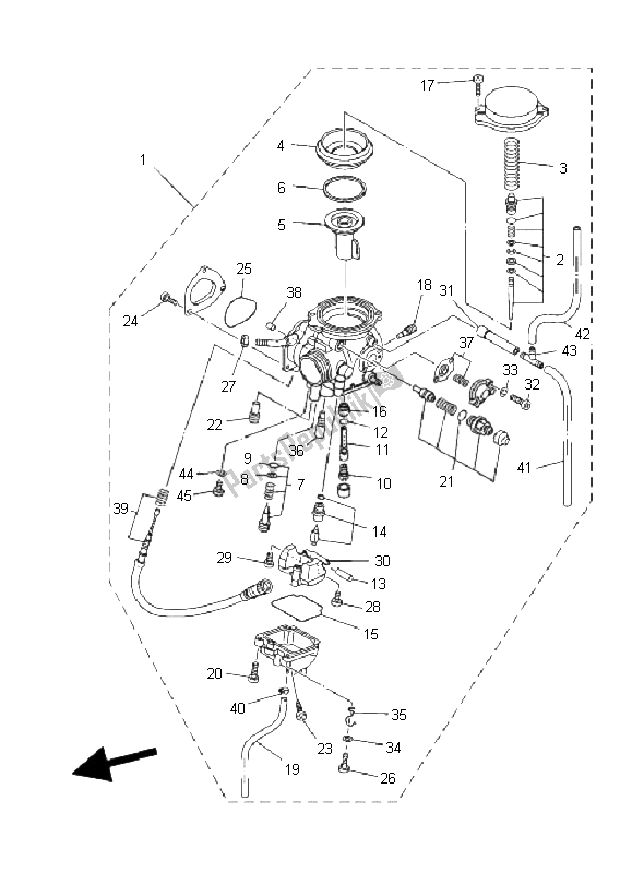 Tutte le parti per il Carburatore del Yamaha YFM 350 FA Bruin 4X4 2004