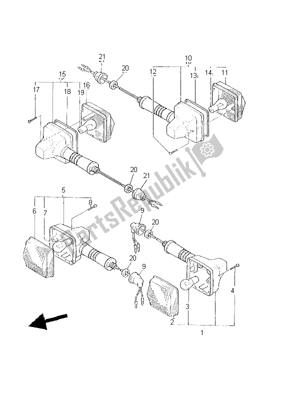 All parts for the Flasher Light of the Yamaha XT 600E 2002