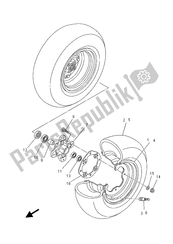 All parts for the Front Wheel of the Yamaha YFM 700 RD 2013