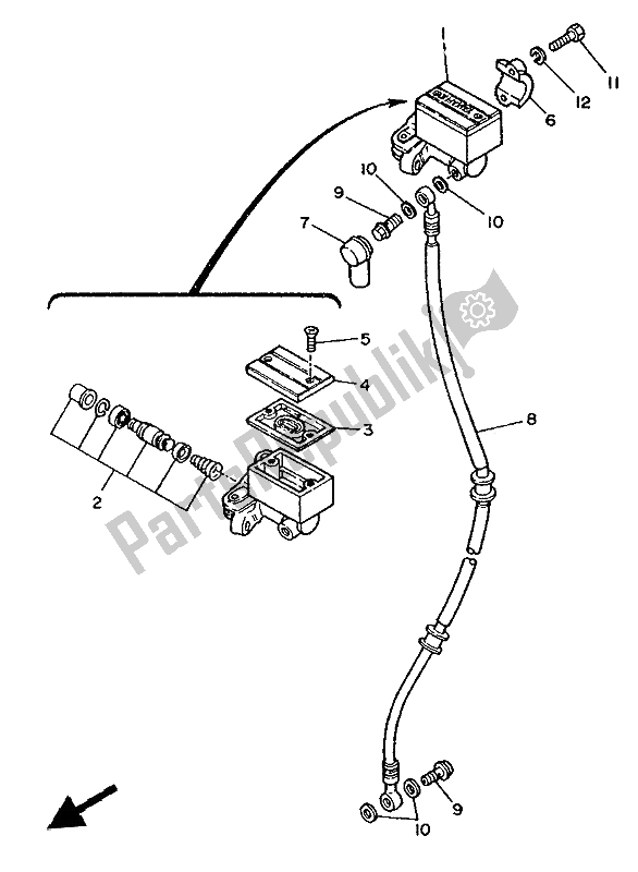 Wszystkie części do Przedni Cylinder G?ówny Yamaha XV 250 Virago 1994