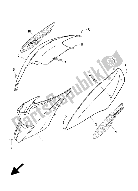 All parts for the Side Cover of the Yamaha CS 50 LC Jogr 2005