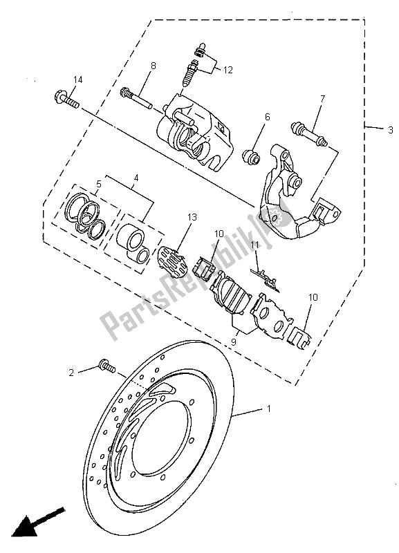 All parts for the Front Brake Caliper of the Yamaha XVS 650A Dragstar Classic 1998