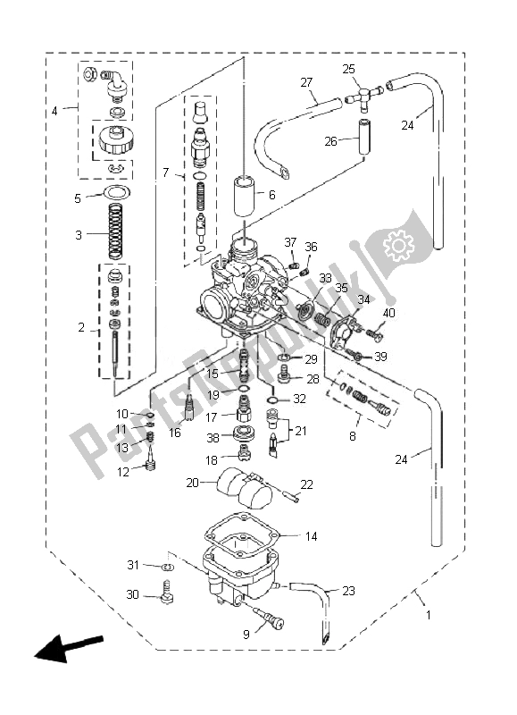 Alle onderdelen voor de Carburator van de Yamaha TT R 125E SW LW 2007