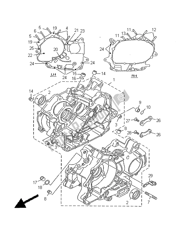 All parts for the Crankcase of the Yamaha XV 535 Virago 2000