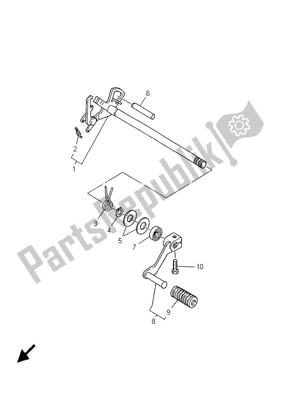 All parts for the Shift Shaft of the Yamaha TW 125 2001