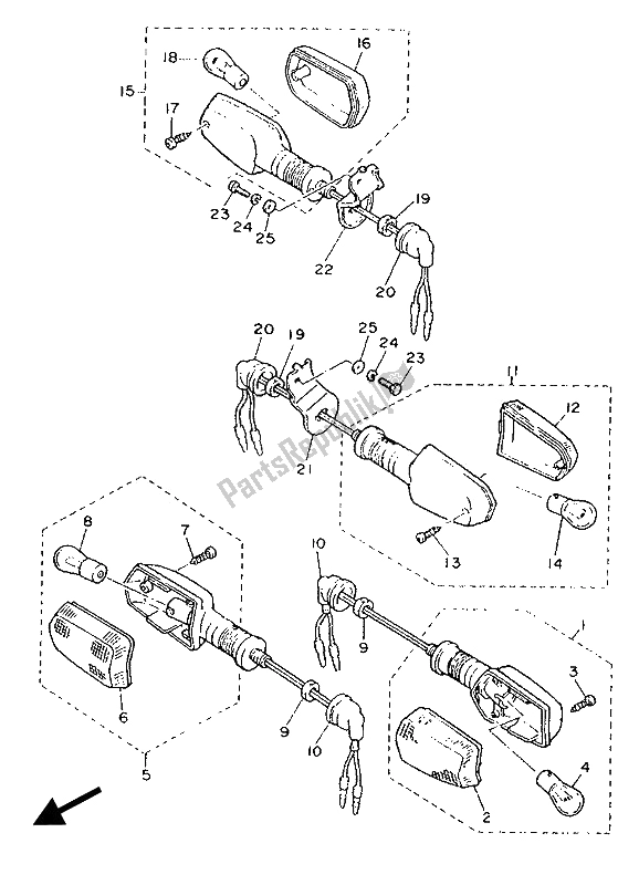 Todas las partes para Luz Intermitente de Yamaha FZ 750 Genesis 1989