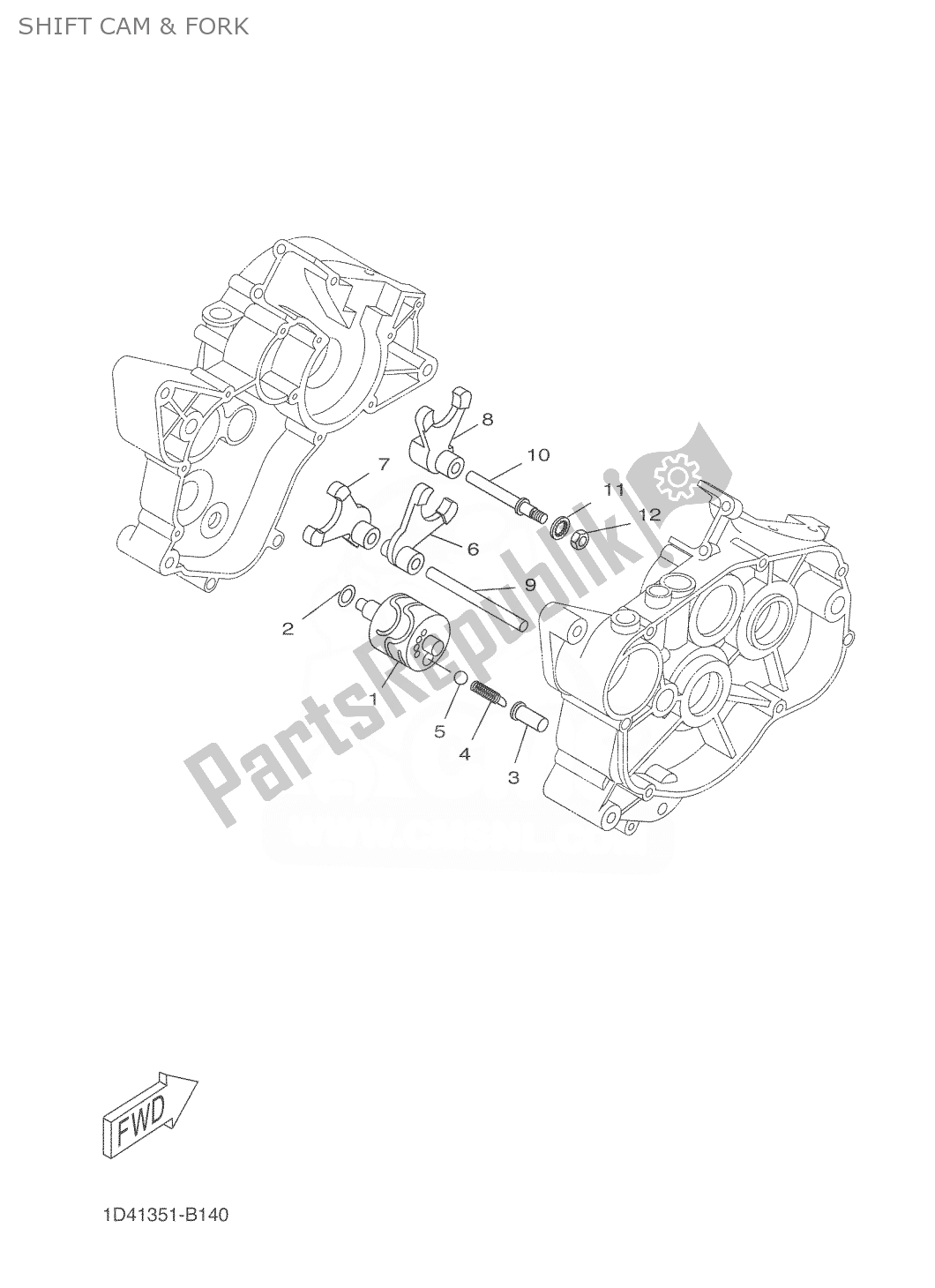 All parts for the Shift Cam & Fork of the Yamaha DT 50 2004