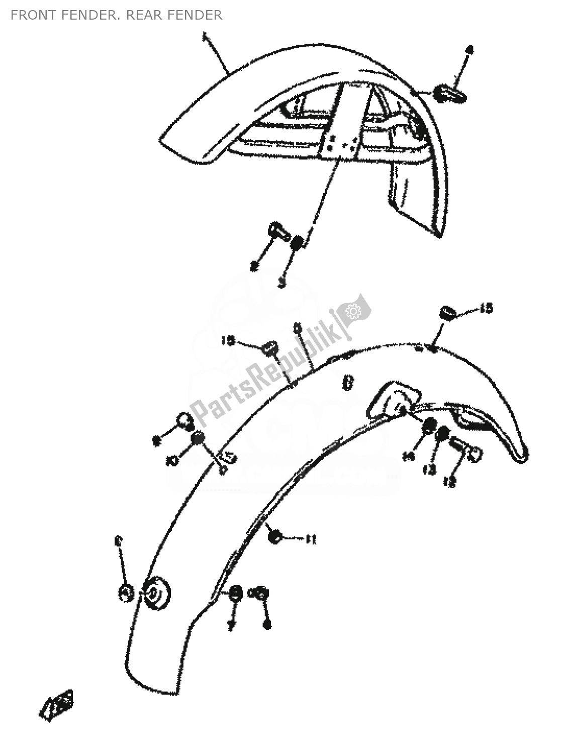 Tutte le parti per il Front Fender. Rear Fender del Yamaha RD 50 1979