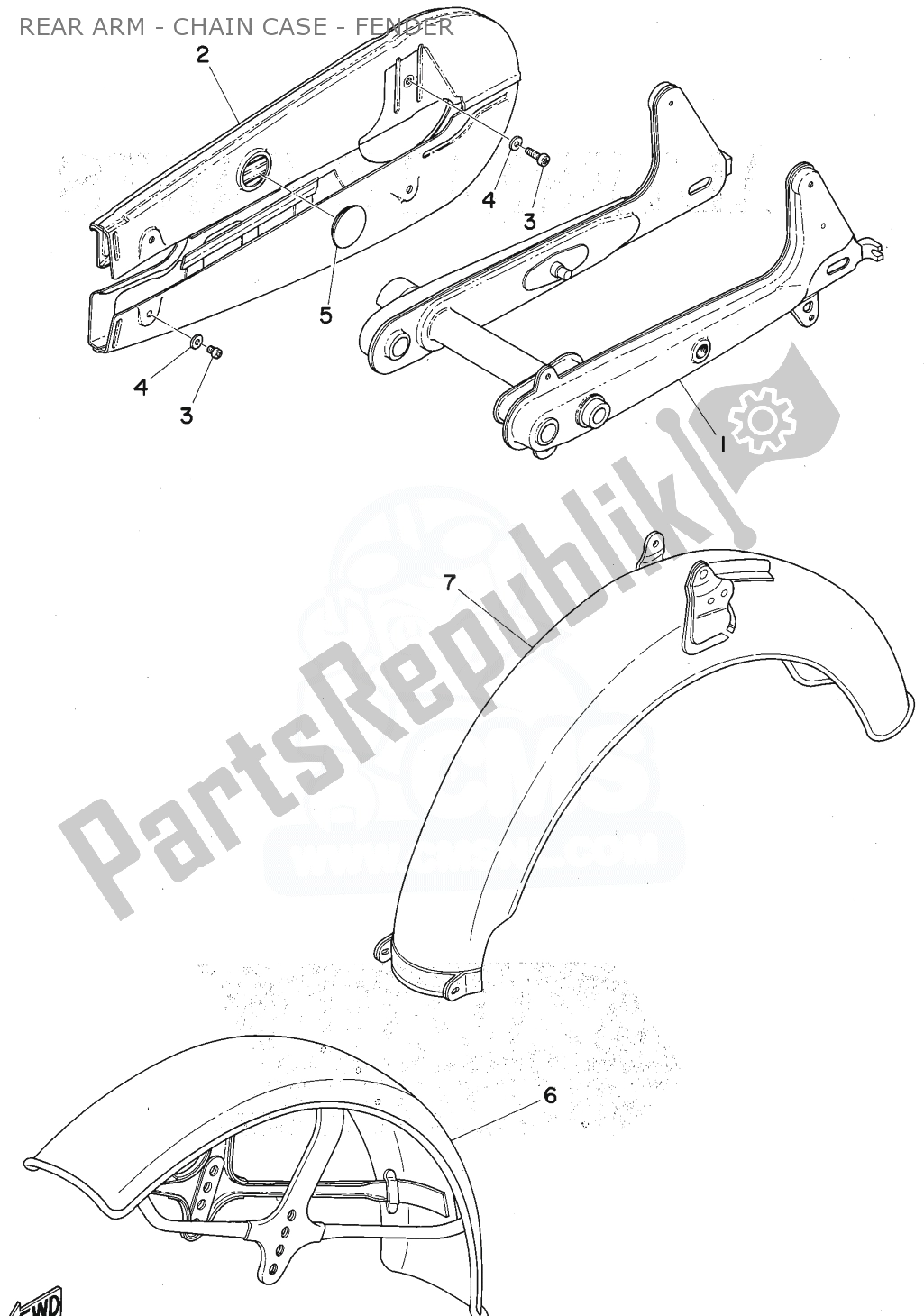 Wszystkie części do Rear Arm - Chain Case - Fender Yamaha FS1 1974