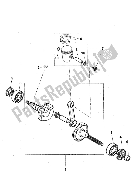 Todas as partes de Virabrequim do Yamaha BW S 50 2000 - 2010