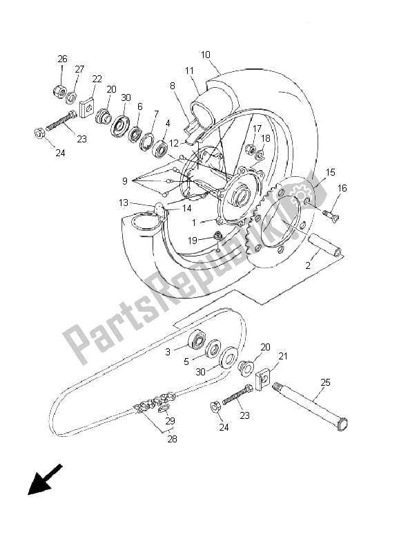 Todas las partes para Rueda Trasera de Yamaha YZ 125 2001