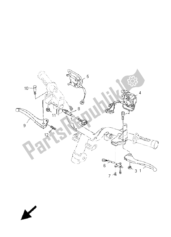 All parts for the Handle Switch & Lever of the Yamaha XC 125E Vity 2009