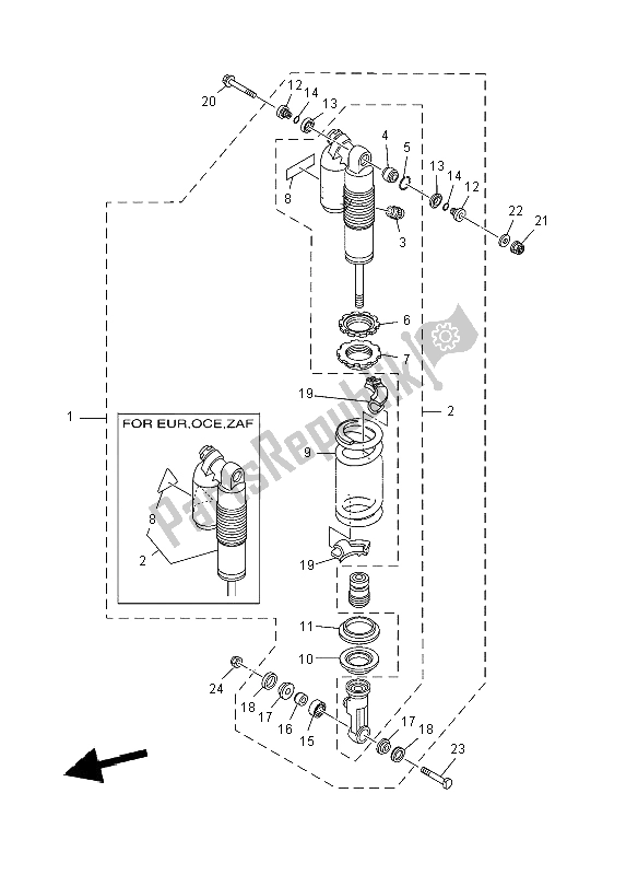 All parts for the Rear Suspension of the Yamaha YZ 250 2008