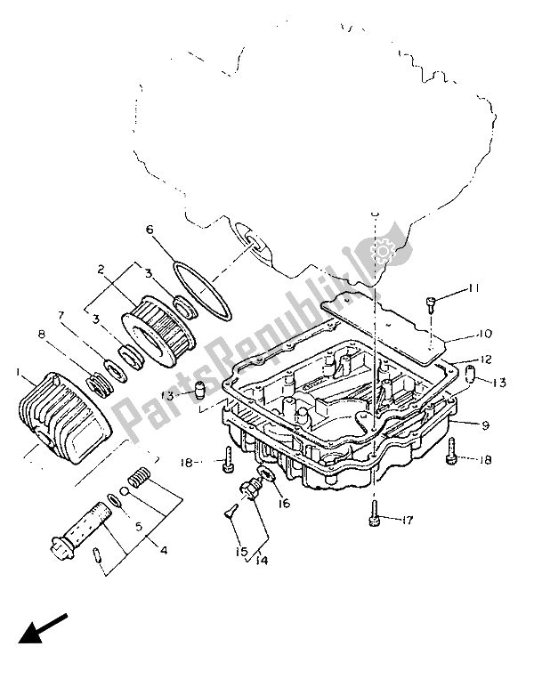 All parts for the Oil Cleaner of the Yamaha XJ 900F 1987