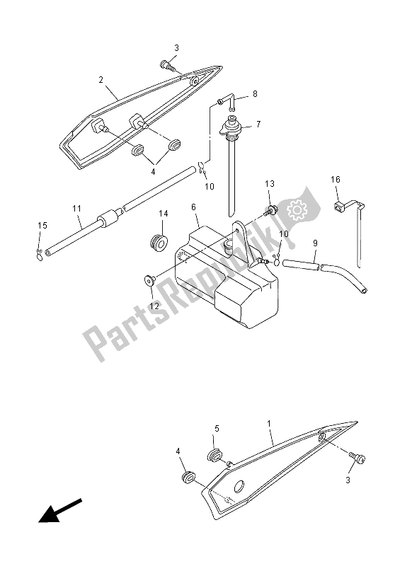 All parts for the Side Cover of the Yamaha FZ1 N 1000 2012