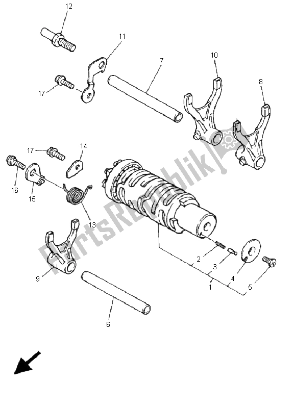 Wszystkie części do Krzywka Zmiany Biegów I Widelec Yamaha YZF 600R Thundercat 2001