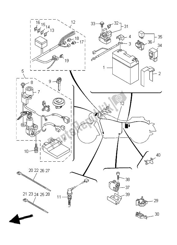 All parts for the Electrical 2 of the Yamaha XV 1900A Midnighst Star 2009