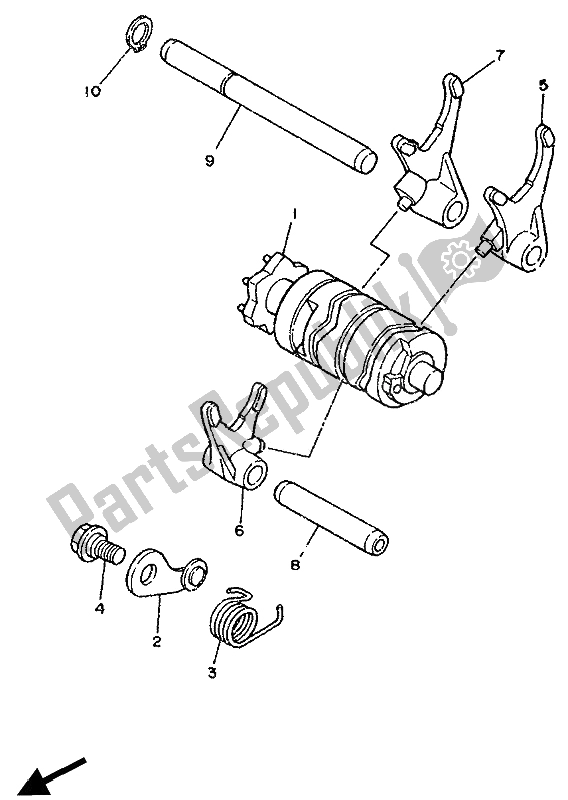 All parts for the Shift Cam & Fork of the Yamaha DT 125R 1990