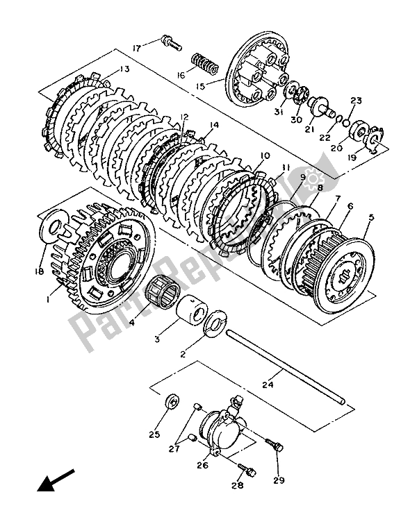 Alle onderdelen voor de Koppeling van de Yamaha FZX 750 1987