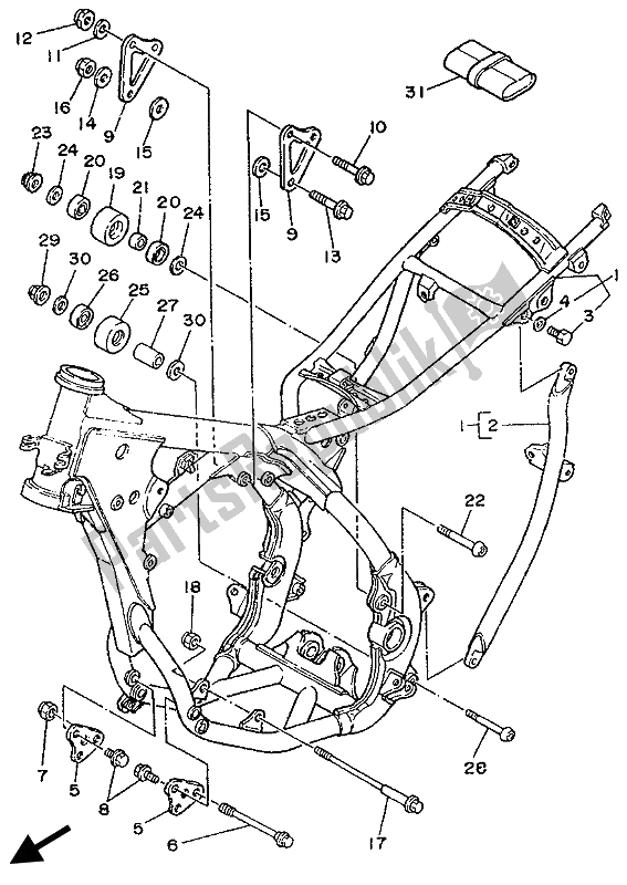 Todas as partes de Quadro, Armação do Yamaha YZ 250 1989