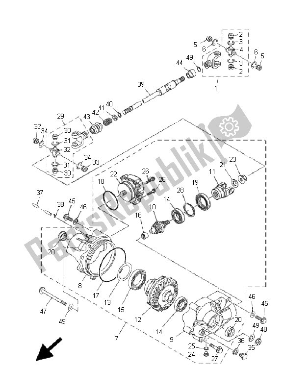 Todas as partes de Diferencial Frontal do Yamaha YXR 700F Rhino 2009