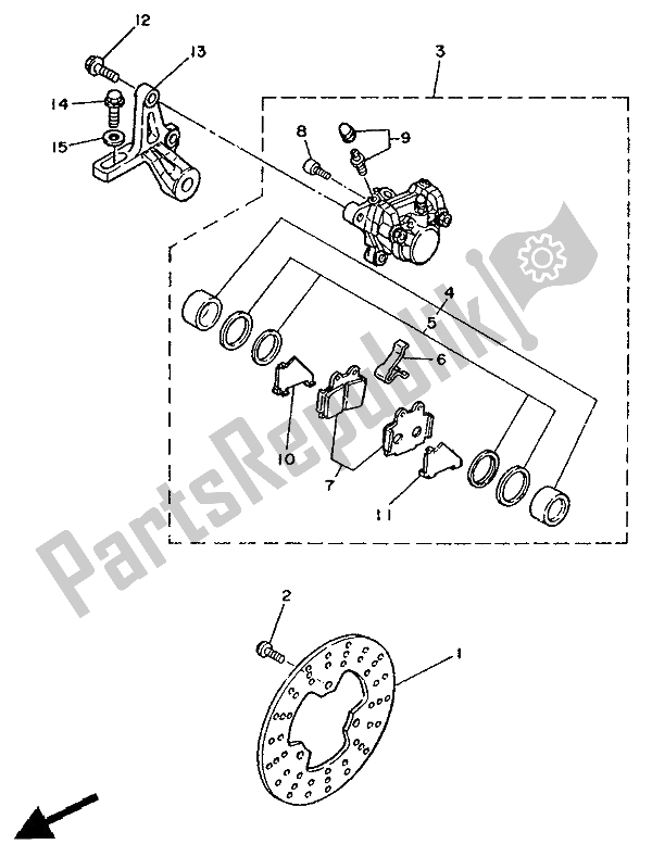 Todas as partes de Pinça De Freio Traseiro do Yamaha TZR 250 1988