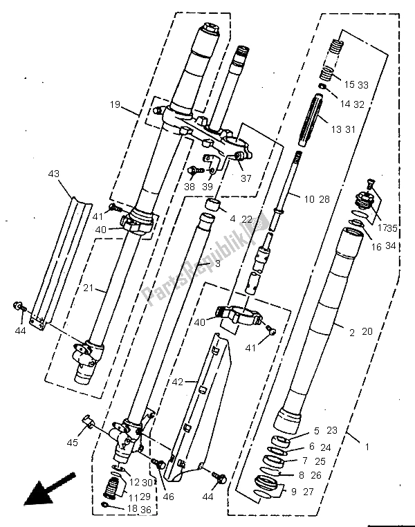 Toutes les pièces pour le Fourche Avant du Yamaha YZ 80 LC 1998