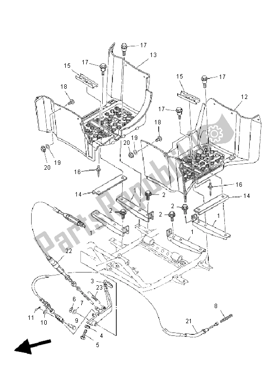 All parts for the Stand & Footrest of the Yamaha YFM 450F Grizzly EPS 2011