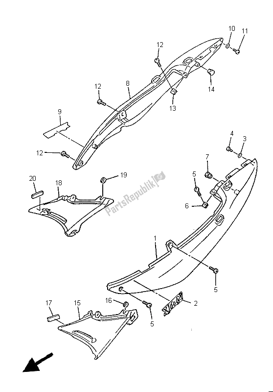 Toutes les pièces pour le Couvercle Latéral du Yamaha XJ 600N 1999