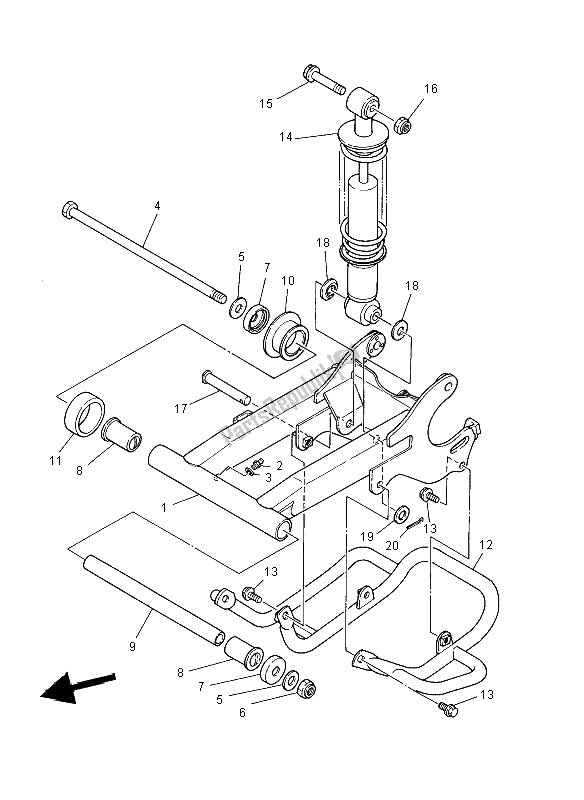 All parts for the Rear Arm & Suspension of the Yamaha YFM 125 Grizzly 2X4 2012