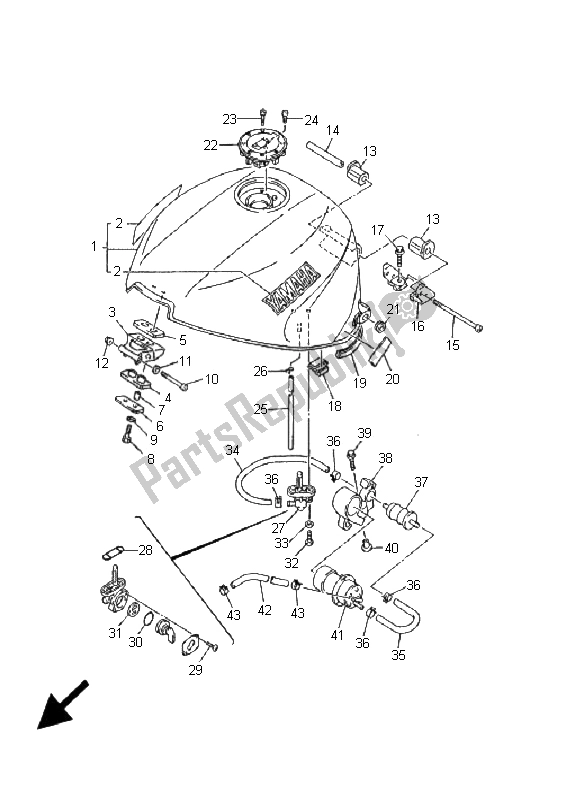 Tutte le parti per il Serbatoio Di Carburante del Yamaha YZF 1000R Thunderace 2001