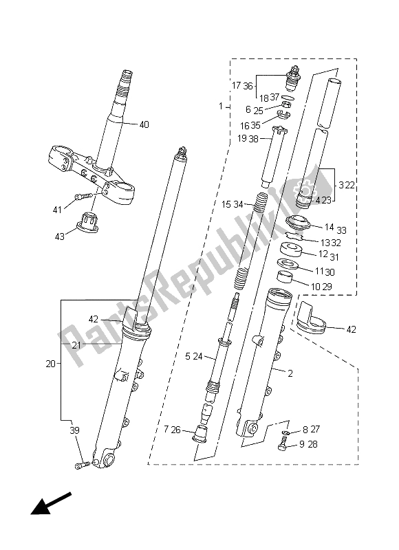 All parts for the Front Fork of the Yamaha XJR 1300C 2015