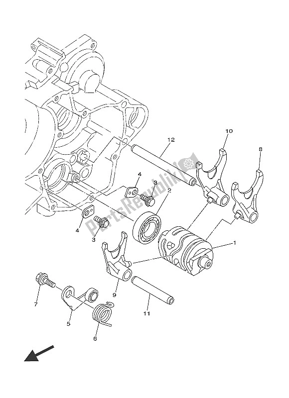 All parts for the Shift Cam & Fork of the Yamaha YZ 125 2016