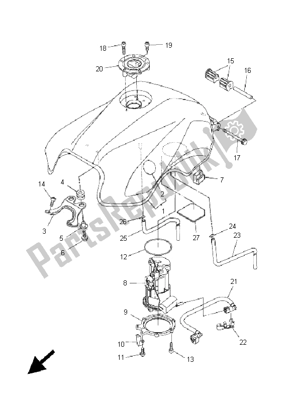 Alle onderdelen voor de Benzinetank van de Yamaha FZ6 N 600 2005