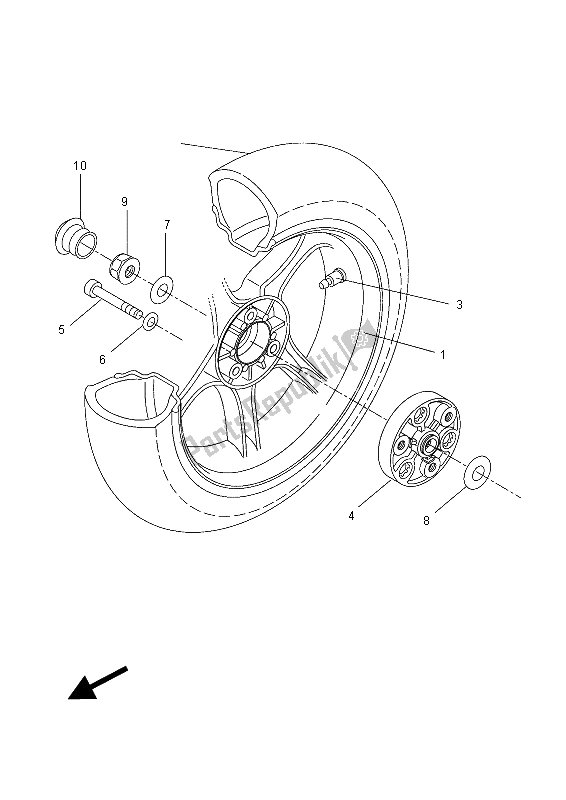 All parts for the Rear Wheel of the Yamaha NS 50 2015